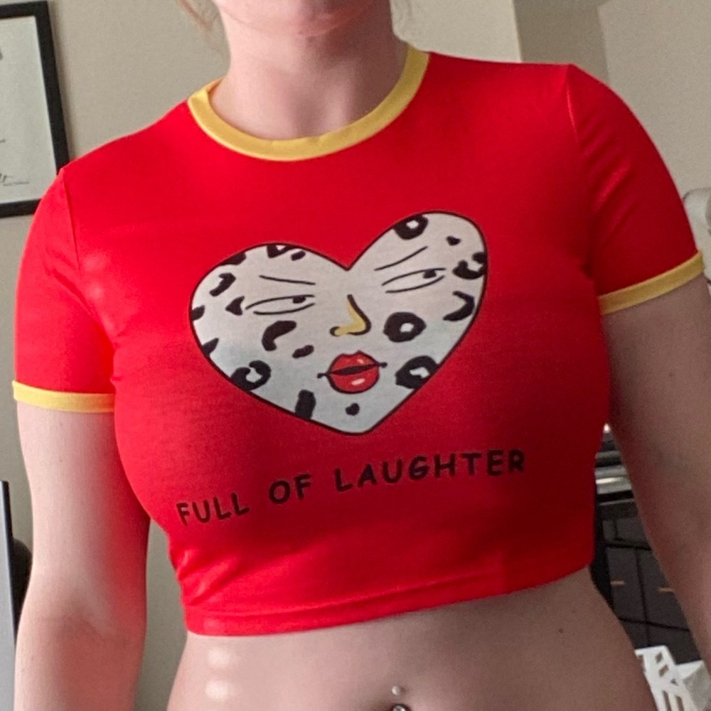NWOT Shein “Full of Laughter” crop top
